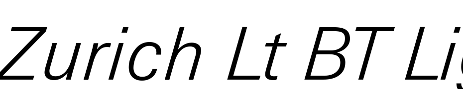 Zurich Lt BT Light Italic Font Download Free